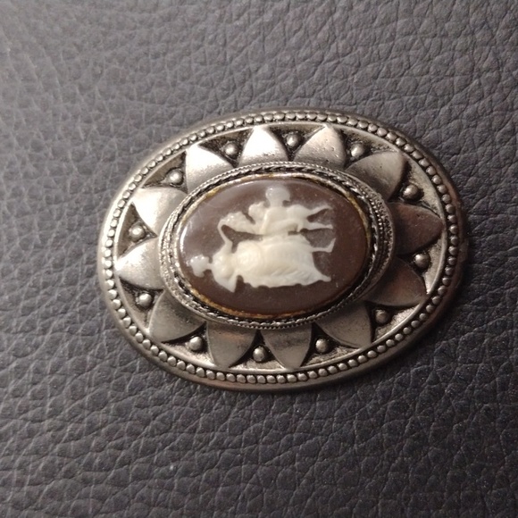 Jewelry - Cameo Carved Silver Vintage Gothic Victorian Pin Brooch Rare Unique